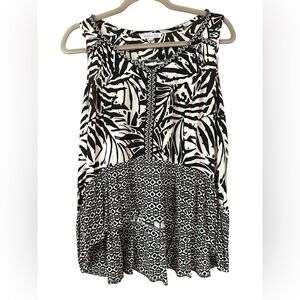 Patrons Of Peace Black & White Sleeveless Blouse / Tank Top Women’s Medium